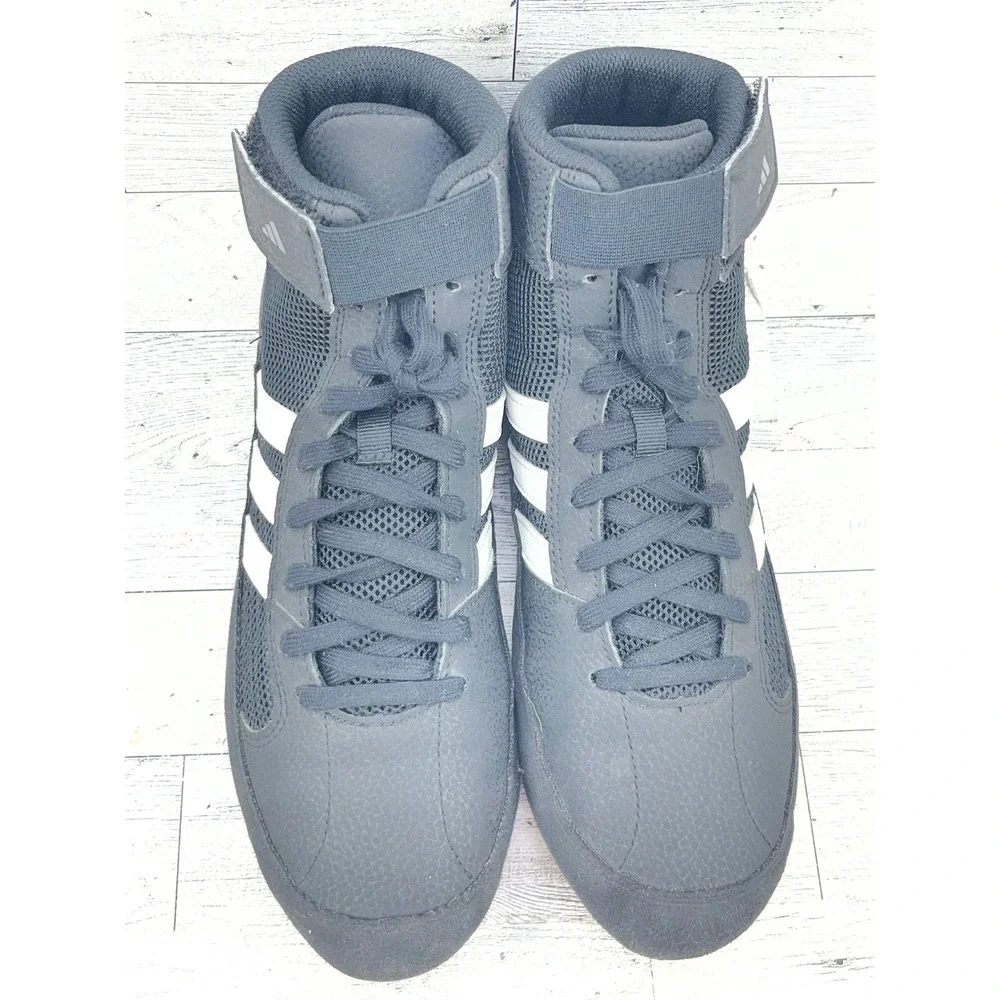 Adidas‎ HVC 2 Wrestling Shoes Men 8 Black White Gum AQ3325 Boxing Training High